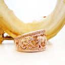 Big 5 Relief Ring with White Diamond Borders in Rose Gold