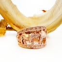Big 5 Relief Ring with White Diamond Borders in Rose Gold