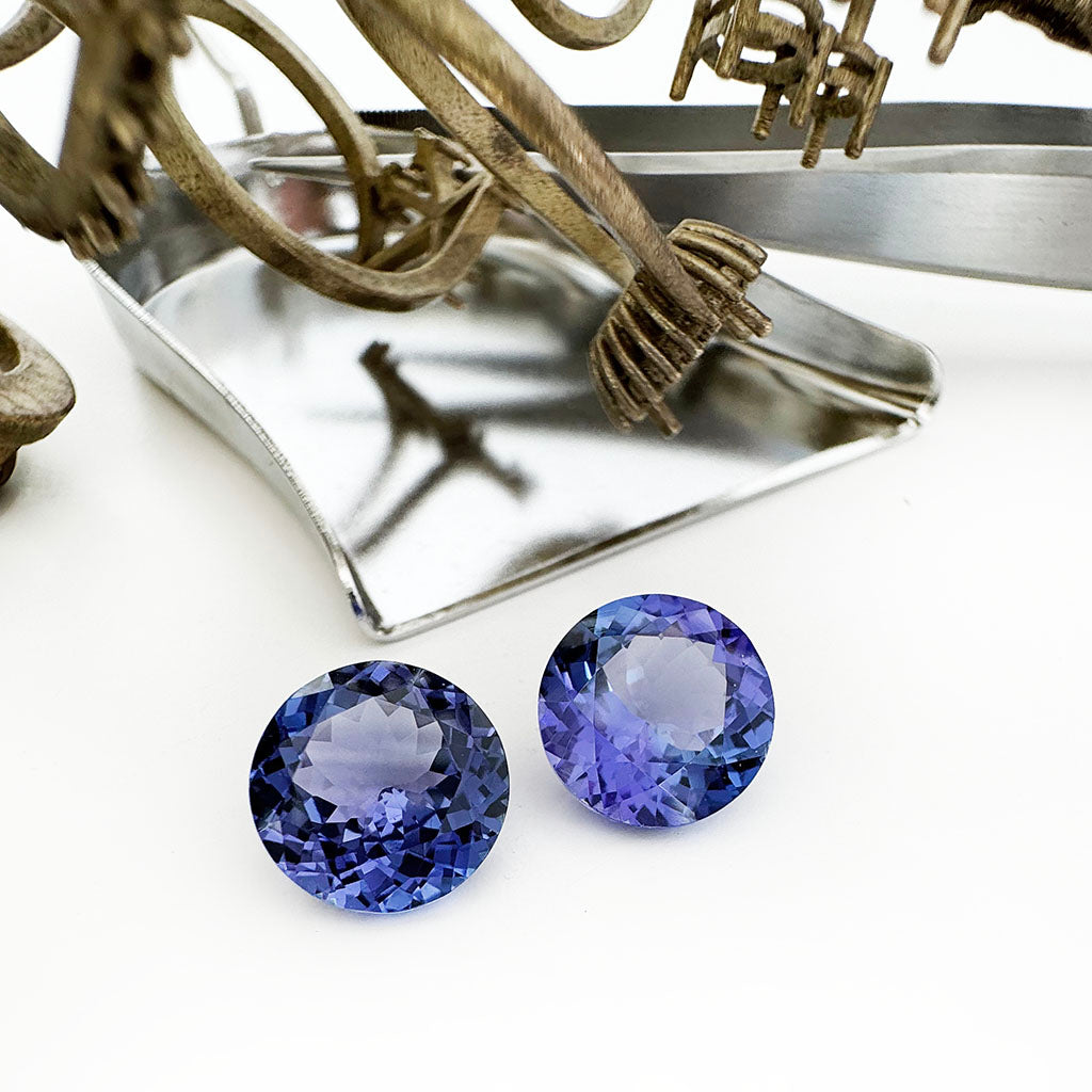 Tanzanite - blue/VIOLET Round Cut Pair - 5.72ct
