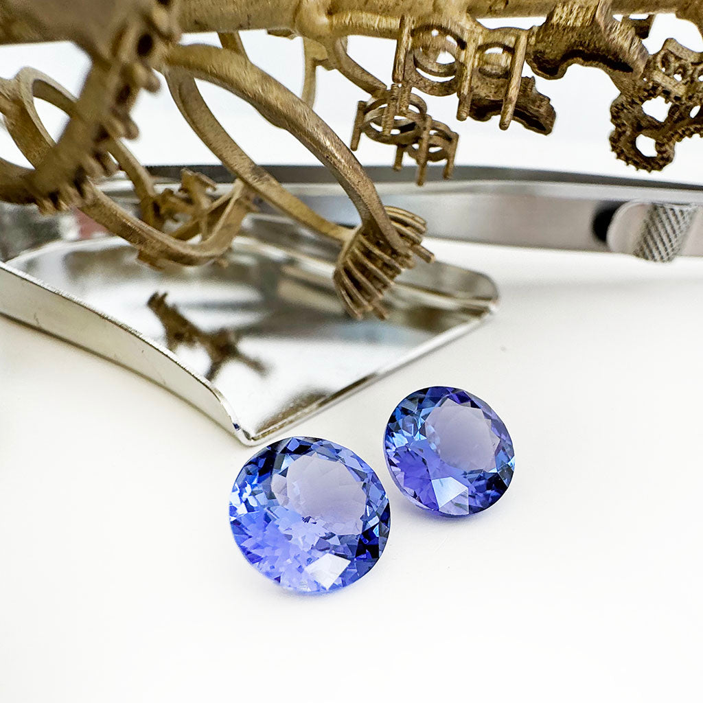 Tanzanite - blue/VIOLET Round Cut Pair - 5.72ct