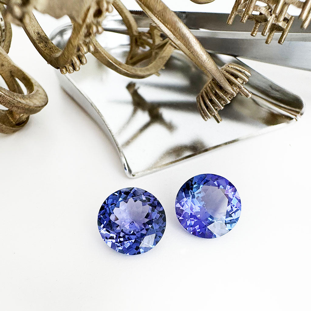 Tanzanite - blue/VIOLET Round Cut Pair - 5.72ct