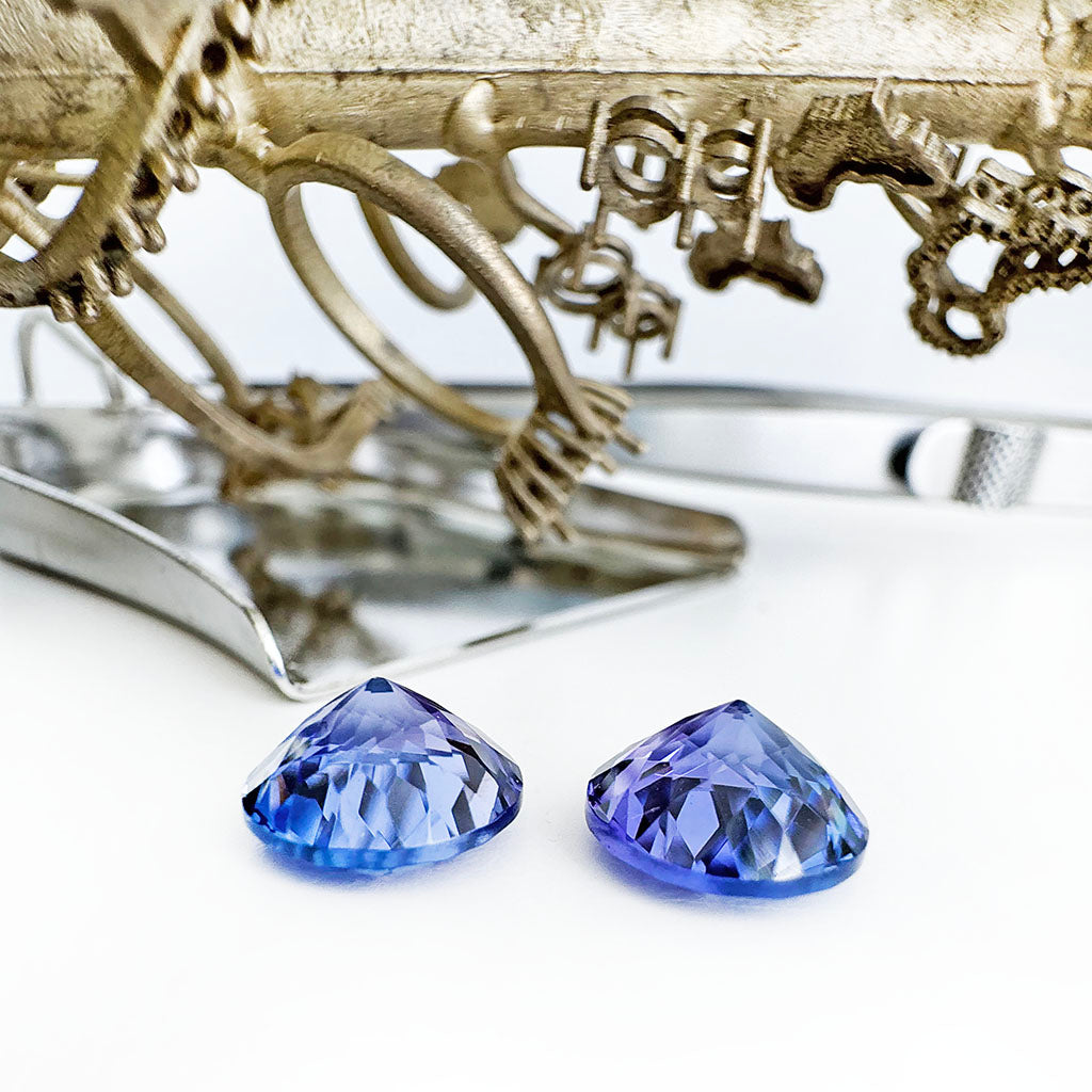 Tanzanite - blue/VIOLET Round Cut Pair - 5.72ct