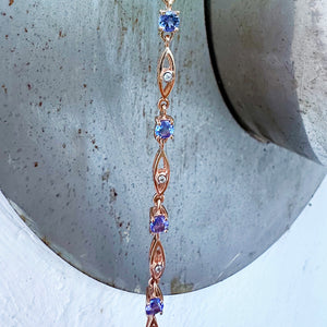 Playful Tanzanite and Diamond Rose Gold Bracelet