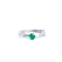 Iconic Three Band Round Cut Emerald White Gold Ring