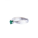 Iconic Three Band Round Cut Emerald White Gold Ring