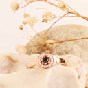Black and white diamond ring in rose gold
