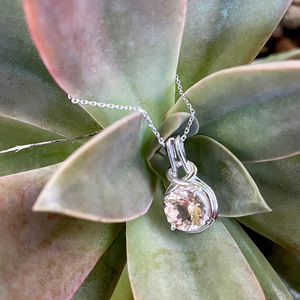 Knotted Bale Morganite White Gold Pendant