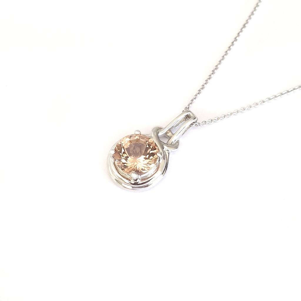 Knotted Bale Morganite White Gold Pendant