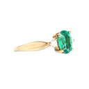 Lightly Crimped Oval Cut Emerald and Diamond Highlight Ring
