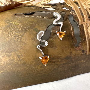 Lightning Bolt Citrine White Gold Earrings