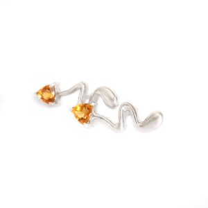 Lightning Bolt Citrine White Gold Earrings