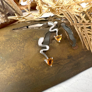 Lightning Bolt Citrine White Gold Earrings