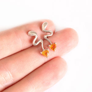 Lightning Bolt Citrine White Gold Earrings