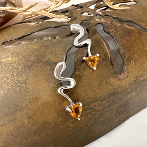 Lightning Bolt Citrine White Gold Earrings