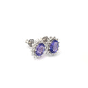 Regal Oval Diamond Halo Tanzanite White Gold Studs