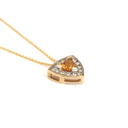 Trilliant Cut Citrine With Trilliant Diamond Halo Pendant