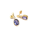 Oval Bezel Set Tanzanite Drop Earrings with Diamond accent