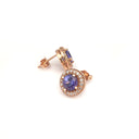 Glam Diamond Halo Round Cut Tanzanite Rose Gold Studs