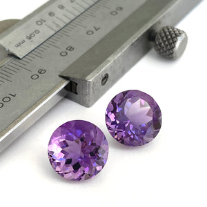 Amethyst - Purple Round Cut Pair - 9.24ct