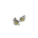 Peridot Studs With White Gold Bead and Curve Detailing