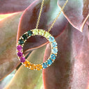 Show Stopping Rainbow Halo Pendant