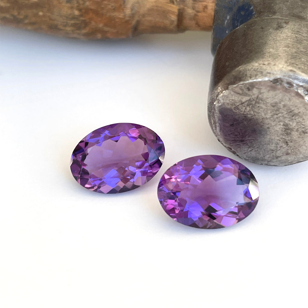 Amethyst - Purple Oval Cut Pair - 9.78ct