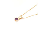 Petite Solid Bale Round Amethyst Yellow Gold Pendant