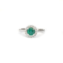Classic Round Cut Emerald With Diamond Halo Ring