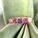Playful Pinks and Purple Yellow Gold Ring