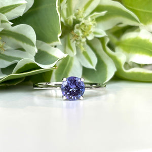 Silver Solitaire Round Cut Tanzanite Ring