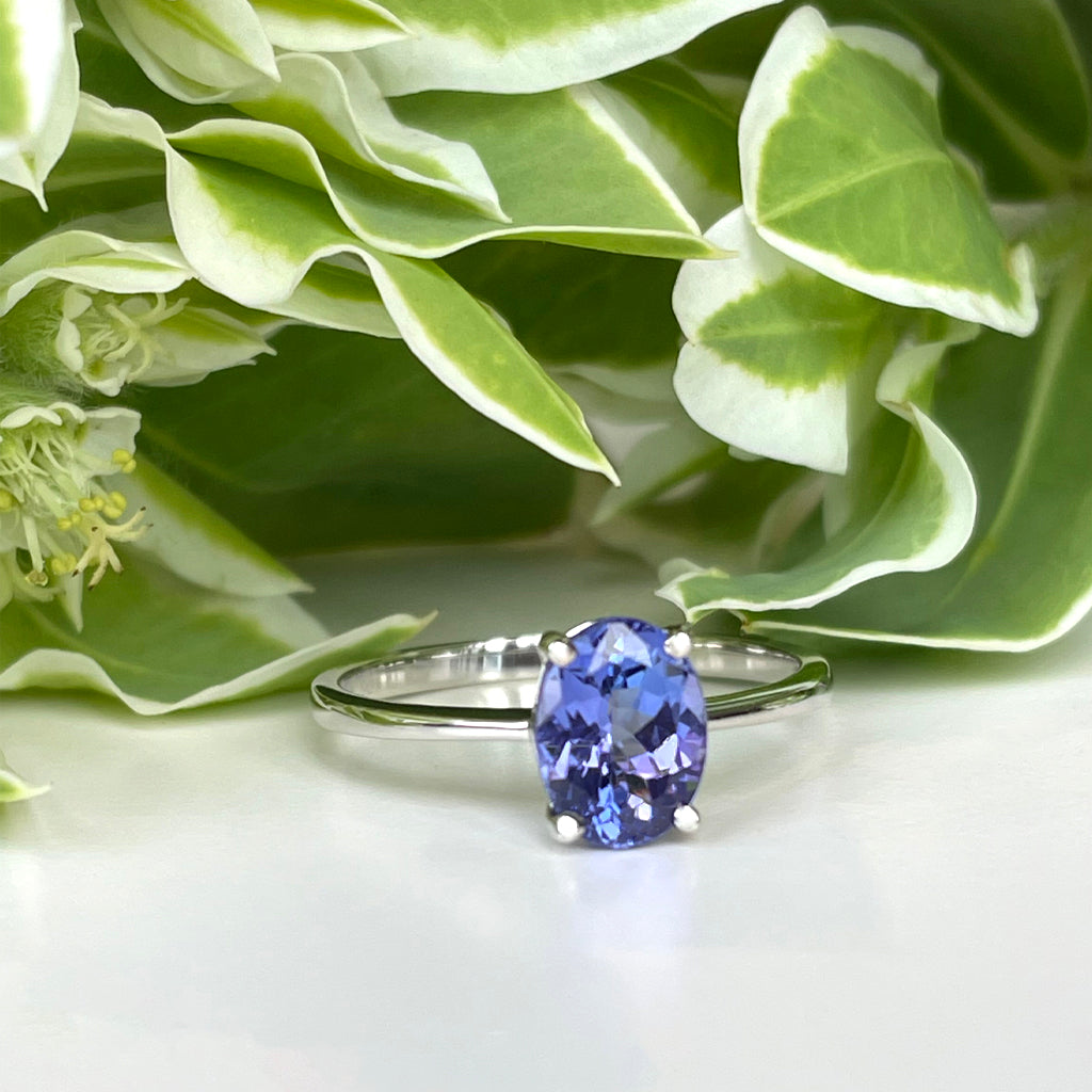 Silver Solitaire Oval Cut Tanzanite Ring