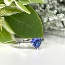 Silver Solitaire Trilliant Cut Tanzanite Ring