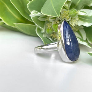 Silver Pear Cut Cabochon Tanzanite Silver Ring