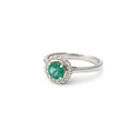 Classic Round Cut Emerald With Diamond Halo Ring