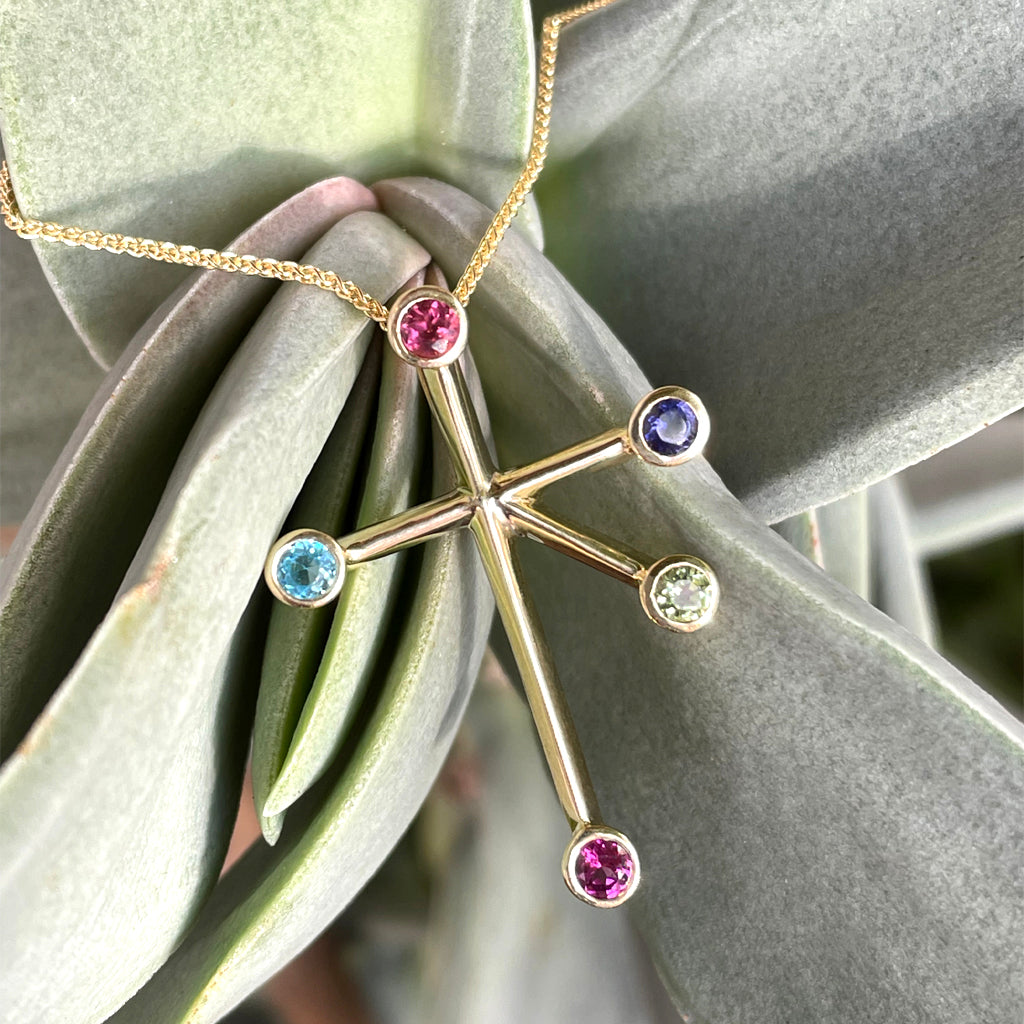 Bezel Set Rainbow Yellow Gold Southern Cross