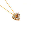 Trilliant Cut Citrine With Trilliant Diamond Halo Pendant