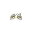 Peridot Studs With White Gold Bead and Curve Detailing