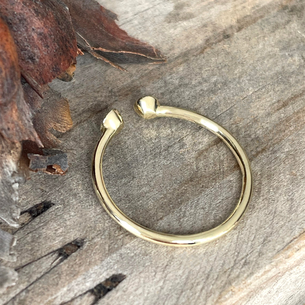 Open Yellow Gold Double Bezel 2mm Amethyst Stacking Ring