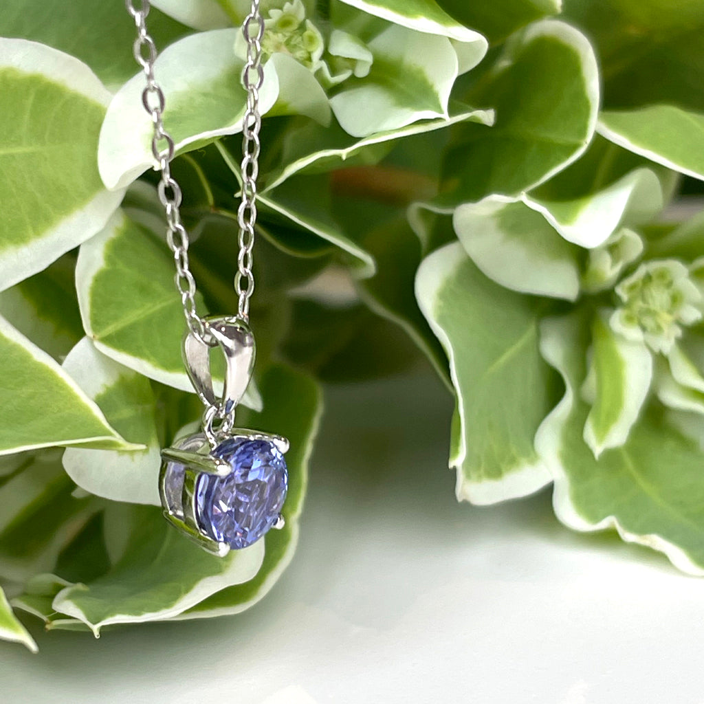 Silver Solitaire Round Cut Tanzanite Pendant