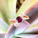 Starburst Rhodalite and Morganite Rose Gold Ring