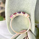 Playful Pinks and Purple Yellow Gold Ring