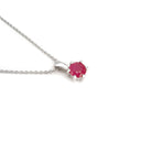 Delicate Petite Round Cut Ruby Six Claw Pendant