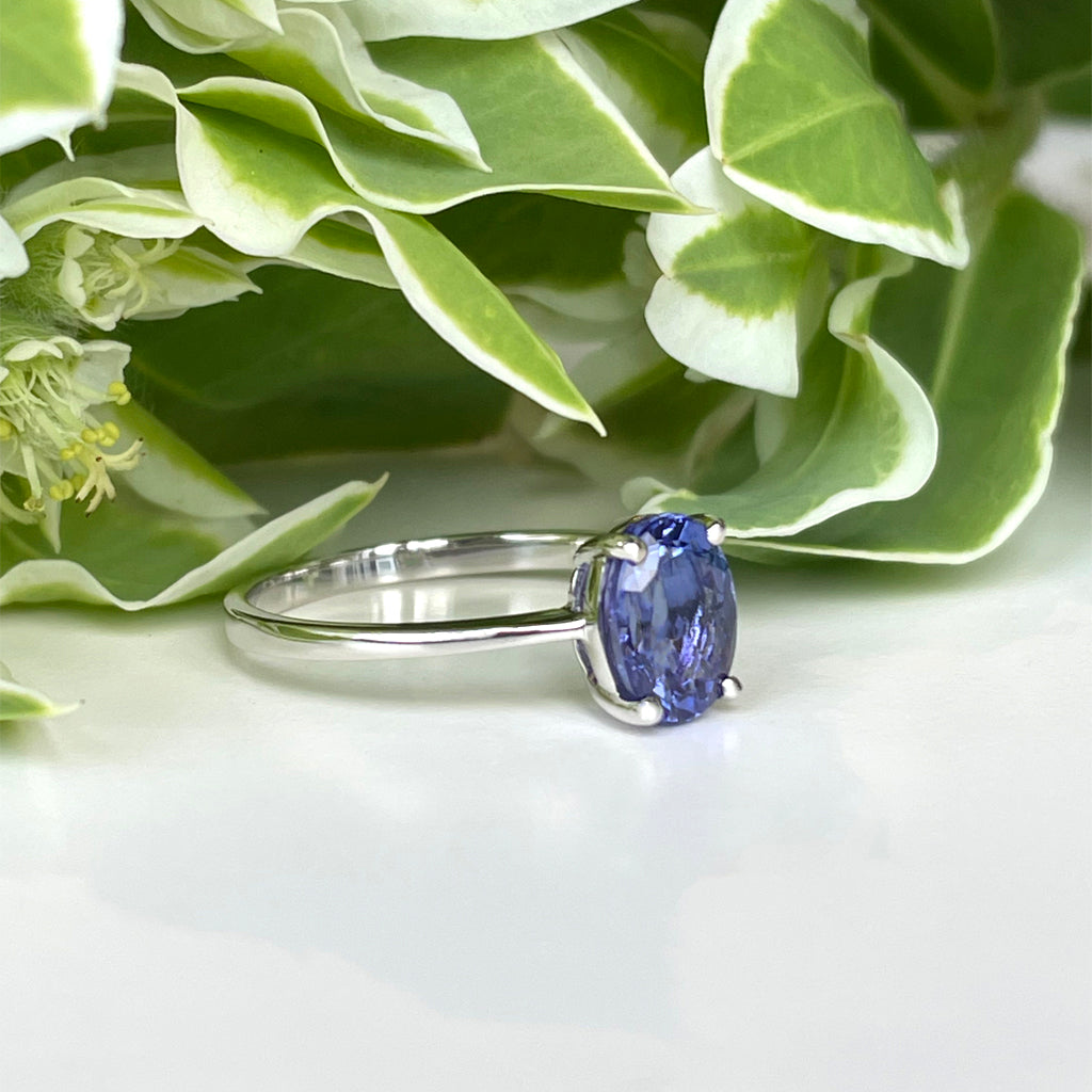 Silver Solitaire Oval Cut Tanzanite Ring