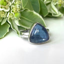 Silver Trilliant Cut Cabochon Tanzanite Silver Ring