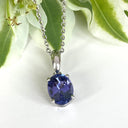Silver Solitaire Oval Cut Tanzanite Pendant