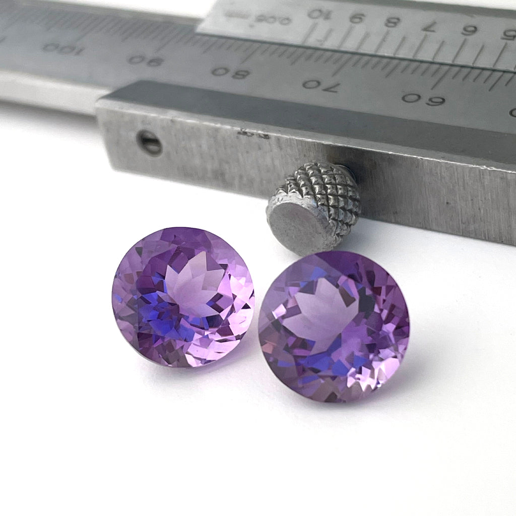 Amethyst - Purple Round Cut Pair - 9.24ct