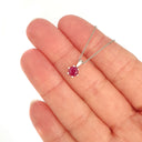 Delicate Petite Round Cut Ruby Six Claw Pendant