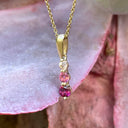Petite Trilogy Stripe Morganite, Pink Tourmaline and Rhodolite and Tourmaline Pendant