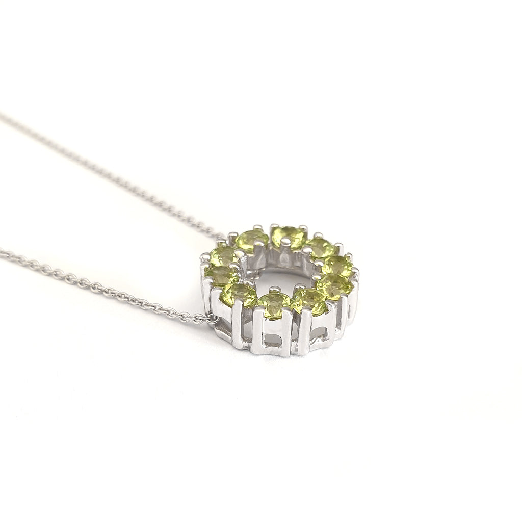 Peridot Halo Pendant