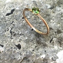 Rose Gold Raised Four Claw Green Tourmaline Stacking Ring